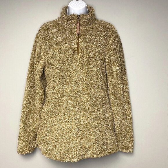 Alpine Sherpa Cozy Brown 1/4 Zip High Neck Outdoor Gorpcore Pullover Size S - Picture 1 of 7